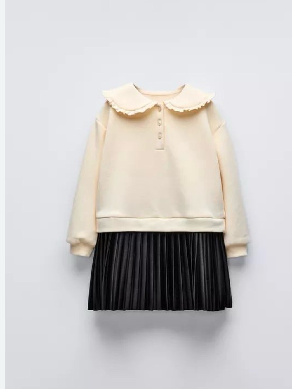 Zara Cream Peter Pan Collar Sweatshirt dress - size 3